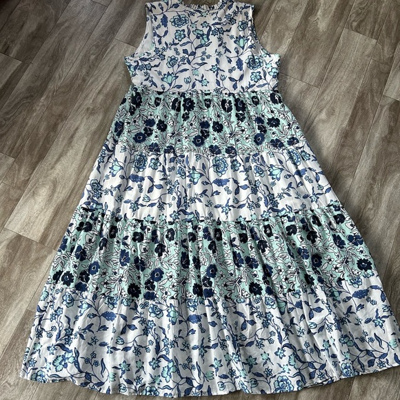 New floral multi-colored sleeveless summer dress, size L - Picture 2 of 5